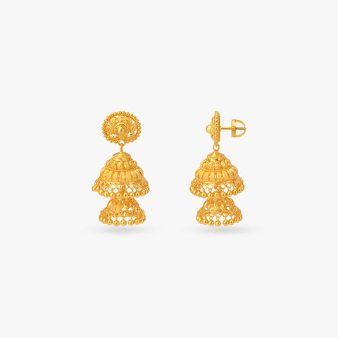 Double Tier Fringe Jhumka Earrings