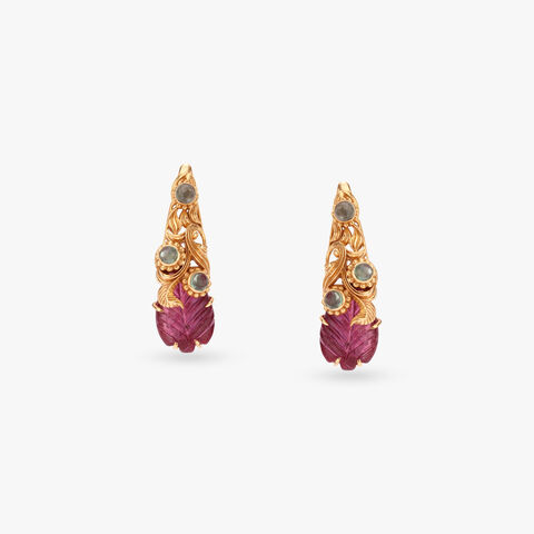 Carved Bloom Gold Stud Earrings