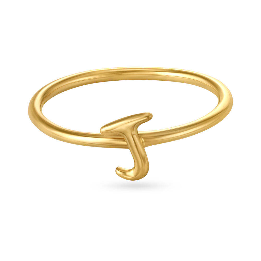 Letter J 14KT Yellow Gold Initial Ring