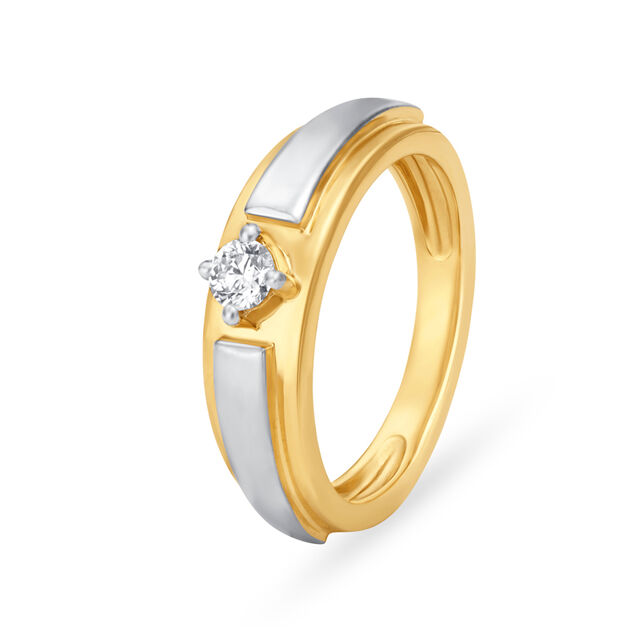 Contemporary 18 Karat Yellow Gold And Diamond Finger Ring,,hi-res image number null