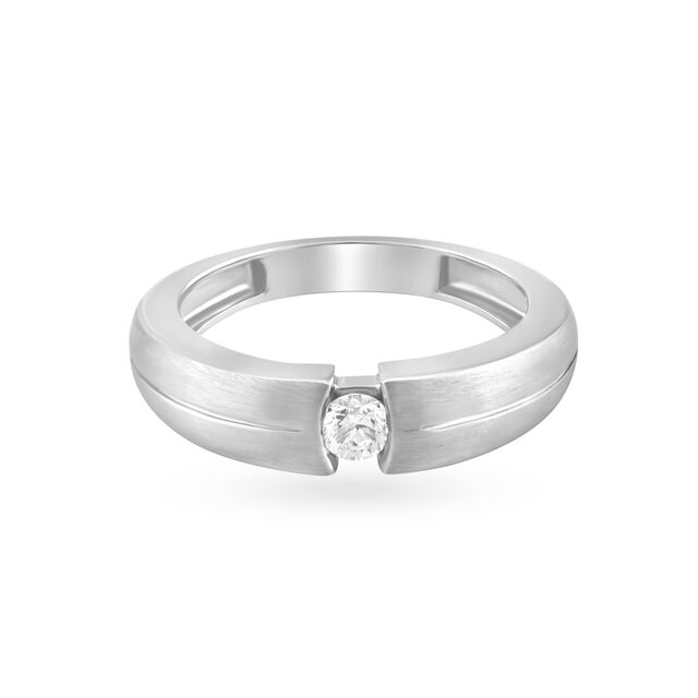Streamlined 950 Pure Platinum And Diamond Finger Ring,,hi-res image number null
