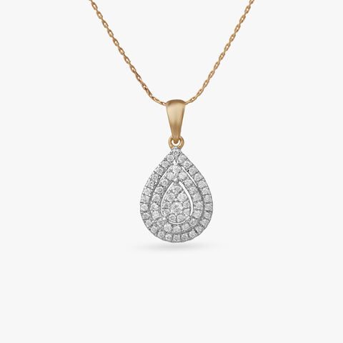 Celestial Pear Diamond Pendant and Earrings Set