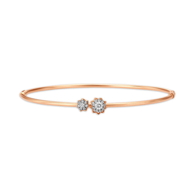 Dainty Florals Rose Gold and Diamond Bangle,,hi-res image number null
