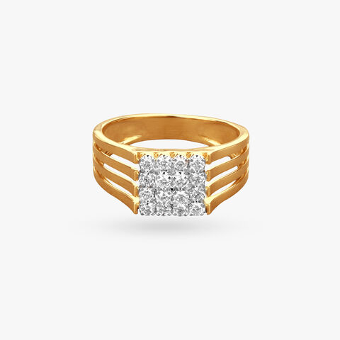 Bold Rows Diamond Finger Ring for Men