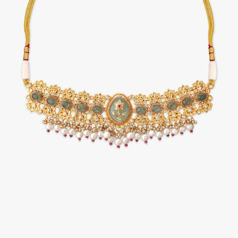 Sage Blossom Gold Necklace Set