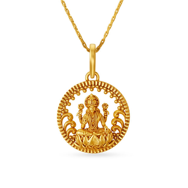 Elaborate carved Goddess Laxmi Gold Pendant