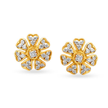 Blissful Floral Diamond Stud Earrings