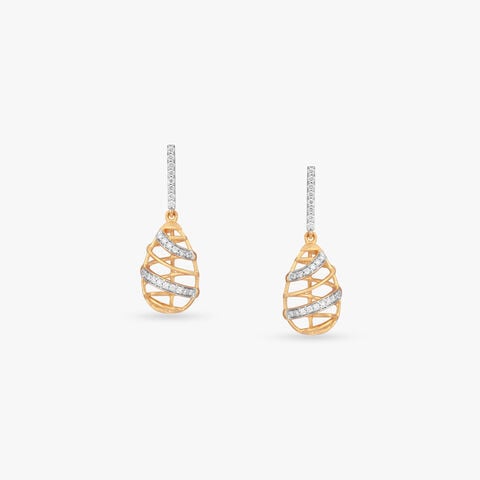 Woven Teardrop Diamond Drop Earrings