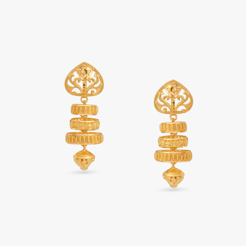 Ornate Filigree Gold Jhumka Earrings