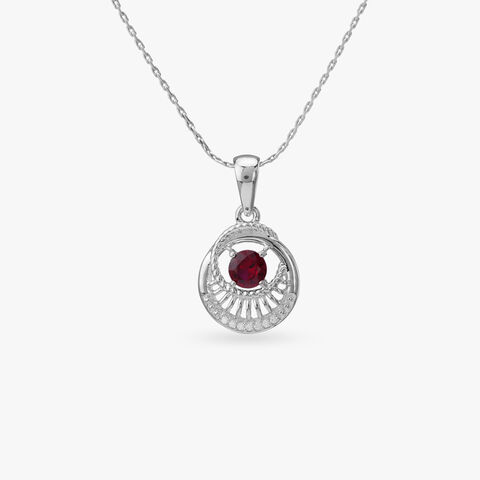 Crimson Radiance Silver Pendant and Earrings Set