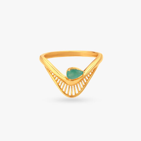 Verdant V-Frame Gold Ring