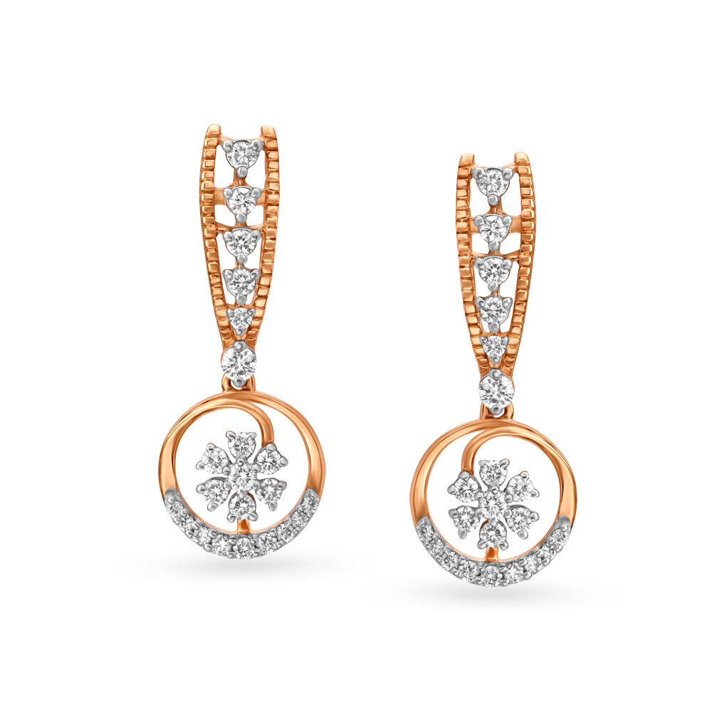 Rose Gold Pear CZ Drop Wedding or Prom Earrings