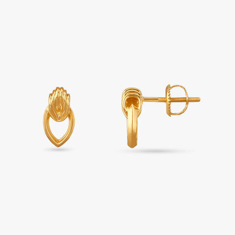 Tulip Loop Gold Stud Earrings