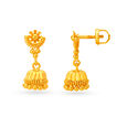 Traditional 22 Karat Yellow Gold Beaded Floral Jhumkas,,hi-res image number null