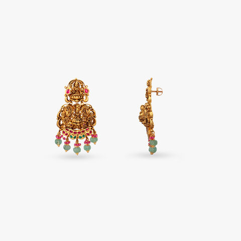 Regal Mosaic Gold Drop Earrings