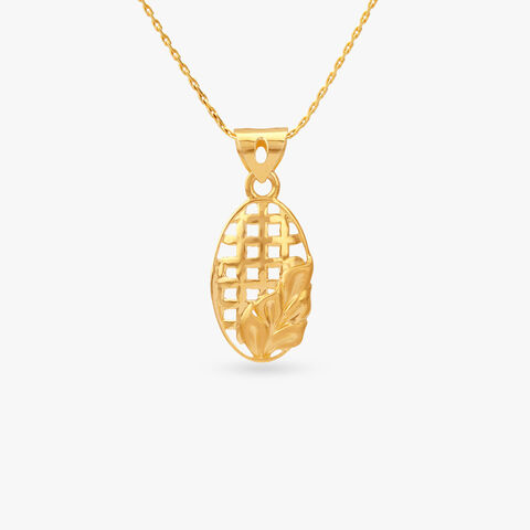Lattice Leaf Gold Pendant