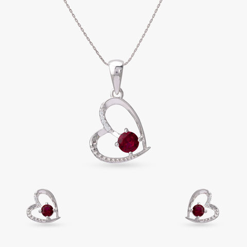 Love Curve Silver Pendant and Earrings Set