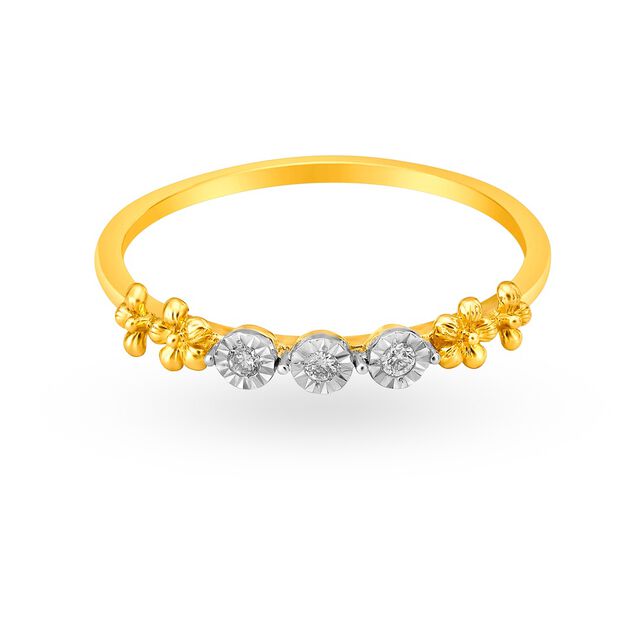 Triple Diamond Floral Finger Ring,,hi-res image number null