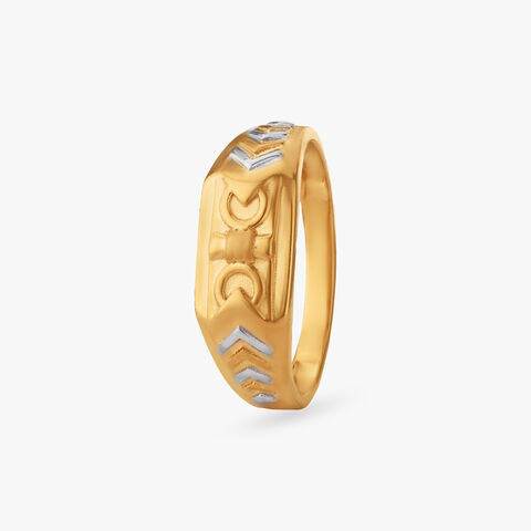 Two-Tone Chevron Band Ring