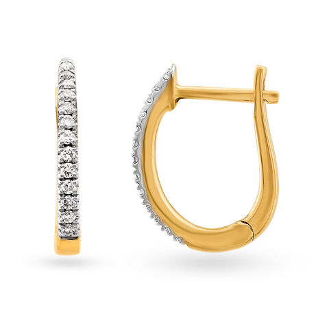 Sleek Diamond and Gold Hoop Earrings