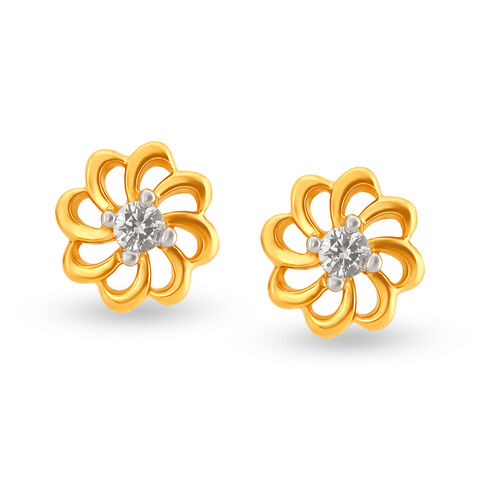 Graceful Floral Diamond Stud Earrings