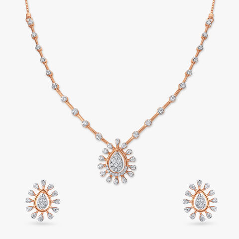 Glowy Drop Diamond Necklace Set
