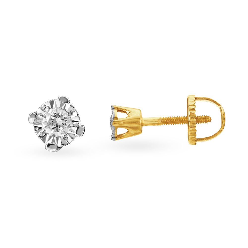 Daily Wear Round Real Diamond Flower Earring, 4 Gms, 18 Kt at Rs 41000/pair  in Mumbai