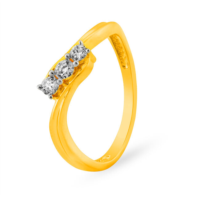 Wavy Subtle Diamond and Gold Finger Ring,,hi-res image number null