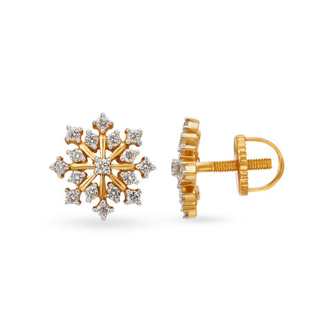 Dazzling Floral Diamond Stud Earrings