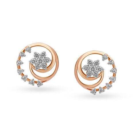 Charming Rose Gold and Diamond Fancy Stud Earrings