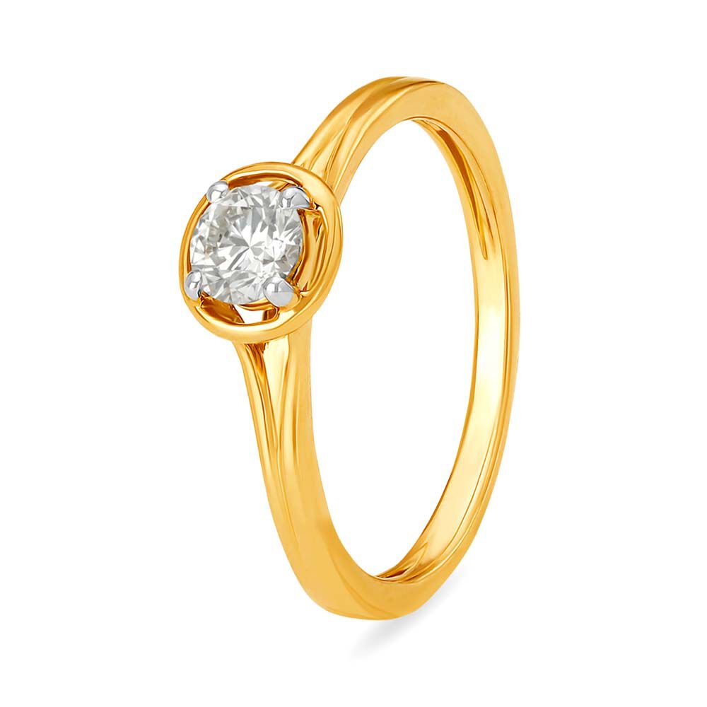 Sleek Gold Single Stone Diamond Ring