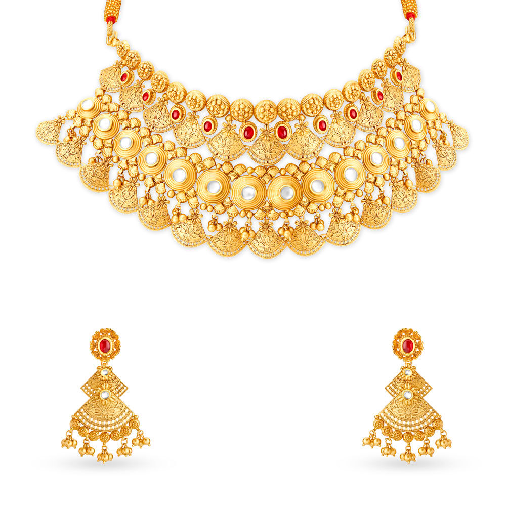 Antique gold shop necklace in tanishq