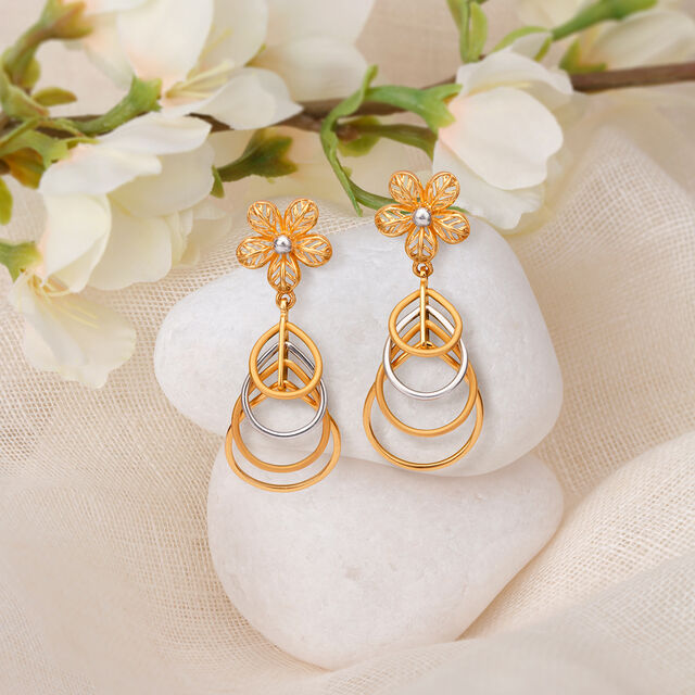 Hypnotising Floral Gold Drop Earrings,,hi-res image number null