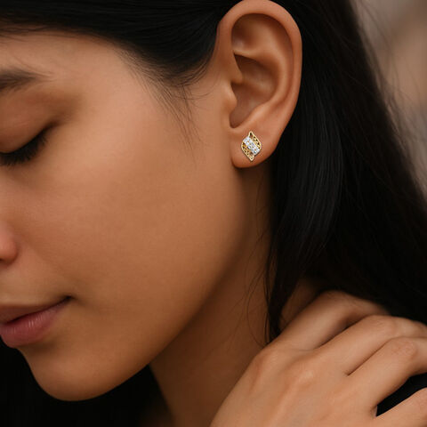 Ornate Flow Diamond Stud Earrings