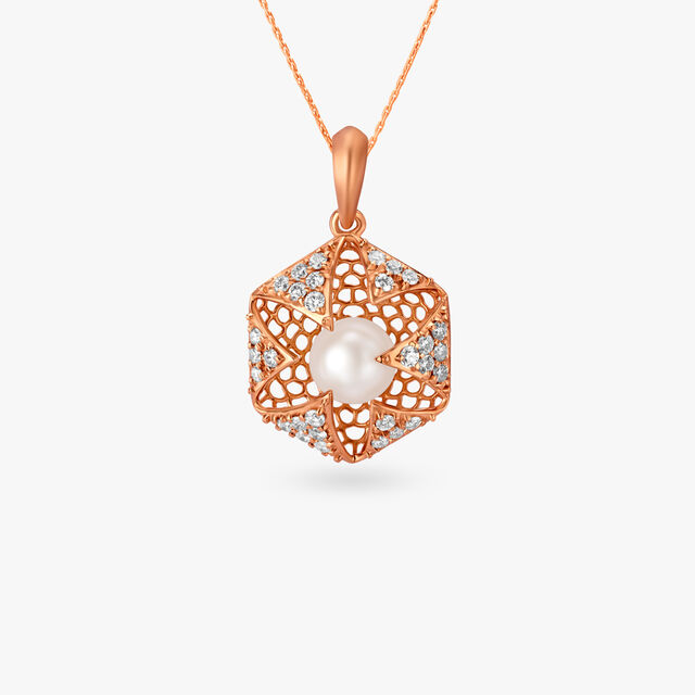 Charming Mesh Pearl and Diamond Pendant,,hi-res image number null