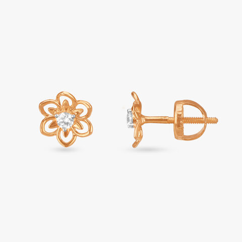 Blossom Charm Diamond Stud Earrings for Kids