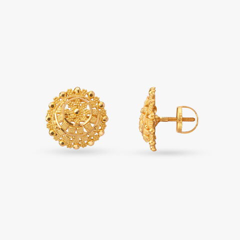 Celestial Orb Gold Stud Earrings