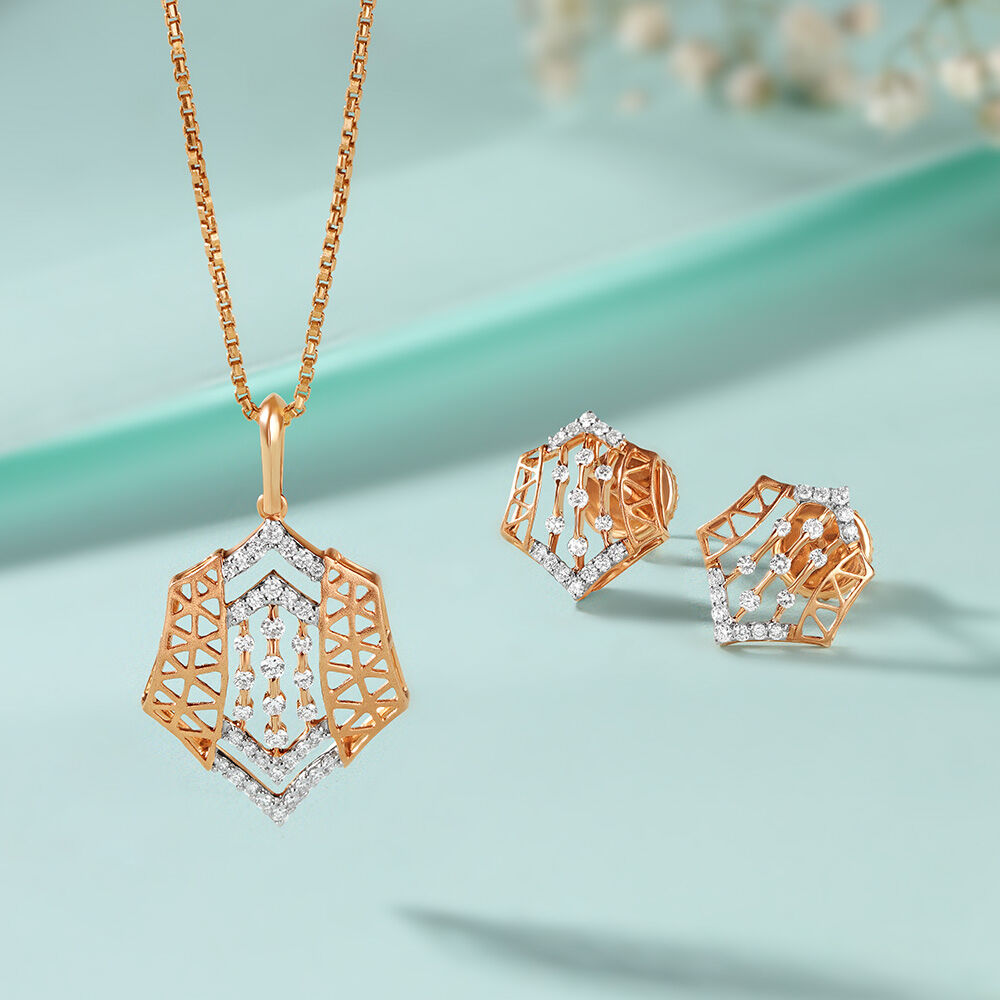 Sparkling Finesse Diamond Pendant and Earrings Set