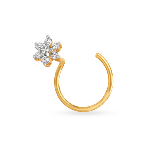 Serene Snowflake Gold and Diamond Nose Pin