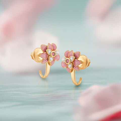 Blush Bloom Diamond Hoop Earrings