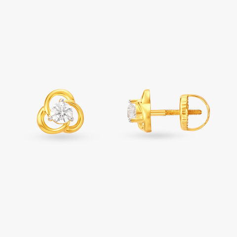 Luminous Twist Gold Stud Earrings