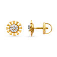 Shining 18 Karat Yellow Gold And Diamond Floral Studs,,hi-res image number null