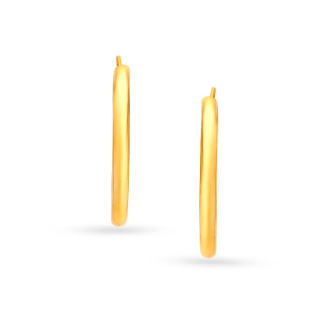 22 KT Yellow Gold Sophisticated Subtle Hoop Earrings,,hi-res image number null