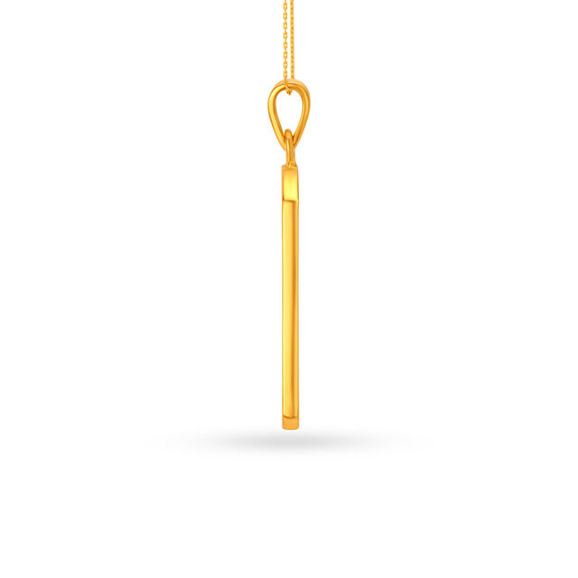 Gold Pendant For Men With Two Carved Strips,,hi-res image number null