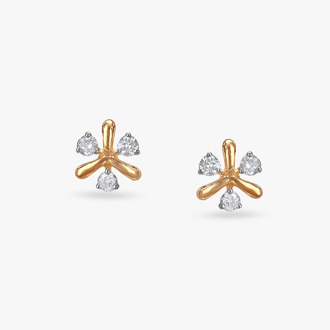 Twinkling Petals Diamond Stud Earrings For Kids