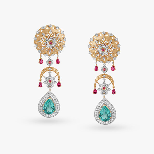 Exquisite Floral Diamond Drop earrings,,hi-res image number null
