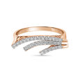 14 KT Sea Wave Diamond Studded Rose Gold Ring,,hi-res image number null