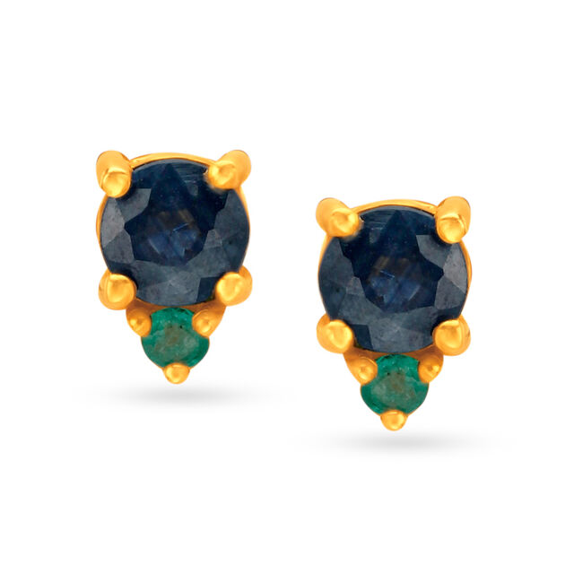 Fetching 18 Karat Yellow Gold Dual Stone Stud Earrings,,hi-res image number null