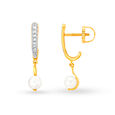 Glorious Diamond Hoop Earrings with Pearls,,hi-res image number null