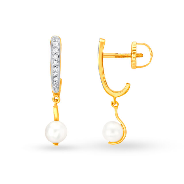 Glorious Diamond Hoop Earrings with Pearls,,hi-res image number null